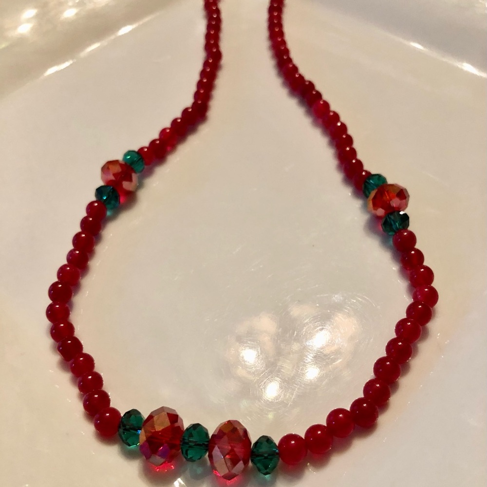 Genuine Carnelian beads necklace & with crystal beads .Designed by me.
